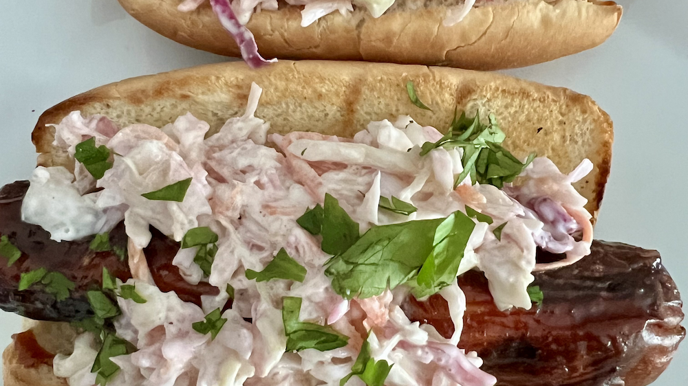 BBQ Hot Dogs with Cilantro Slaw