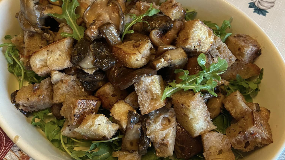 Mushroom Panzanella with Tomato Vinaigrette