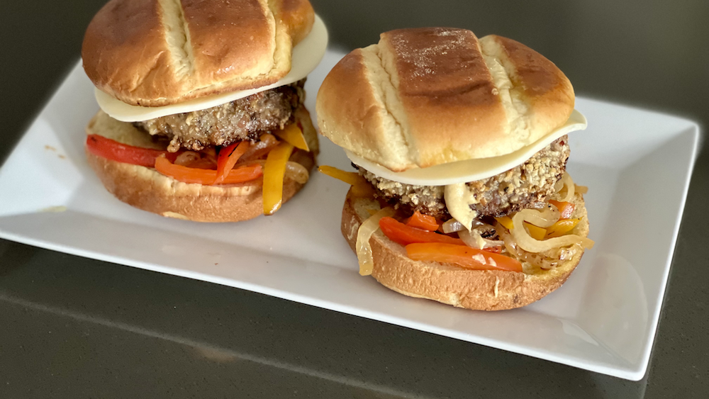 Image of Bratwurst Burgers with Braised Onions