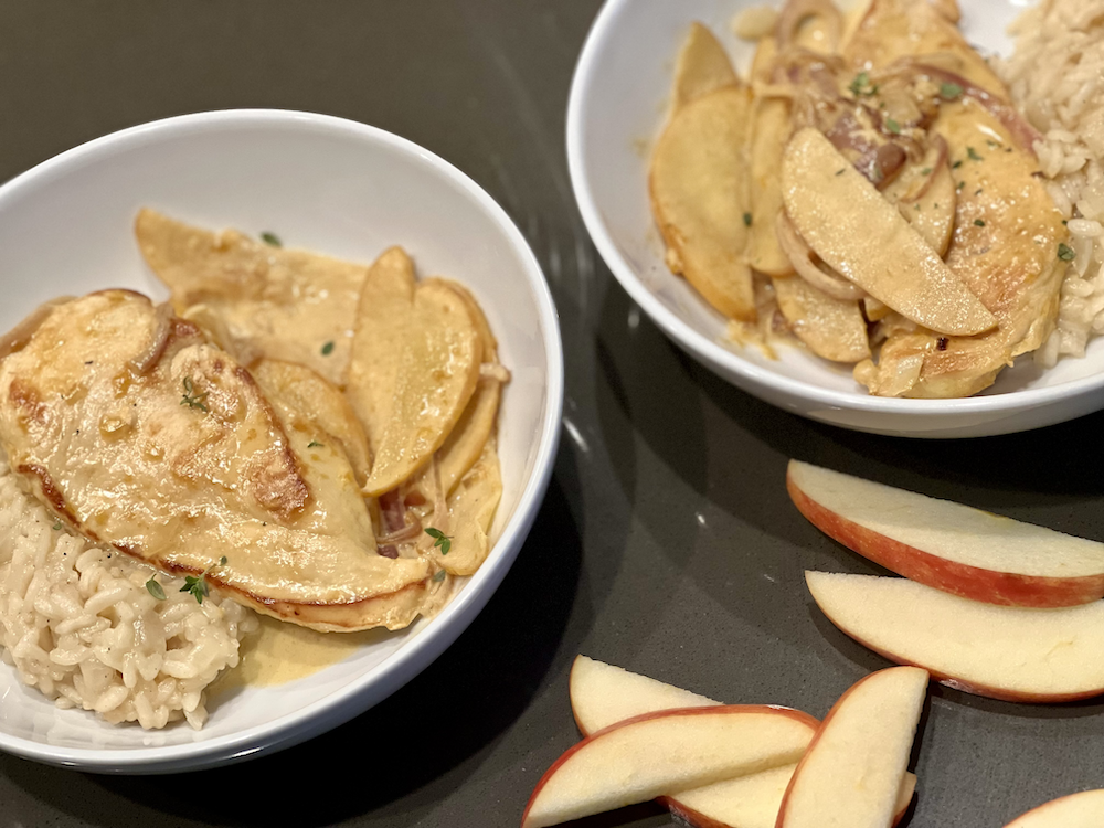 Creamy Apple Bourbon Chicken Skillet