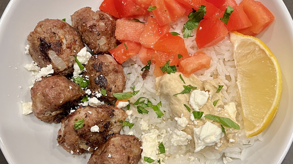 Image of Lemon Herb Chicken Meatballs with Hummus