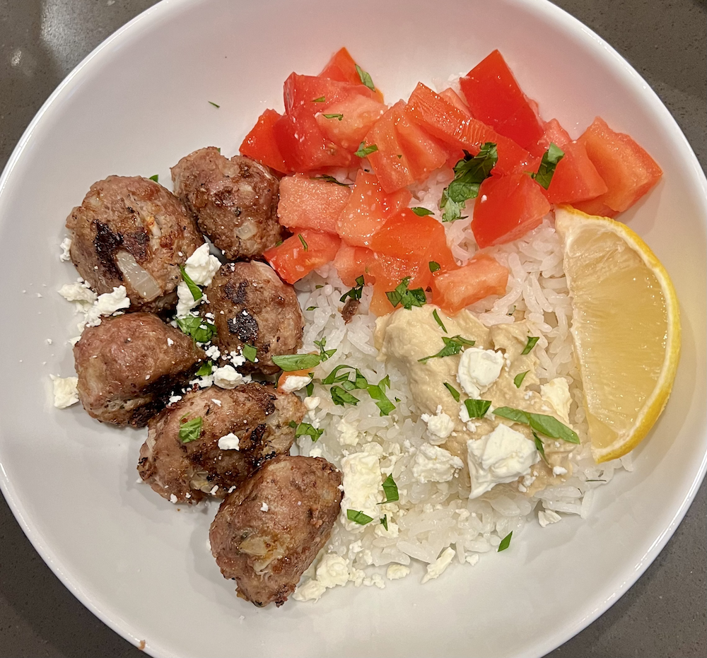 Lemon Herb Chicken Meatballs with Hummus