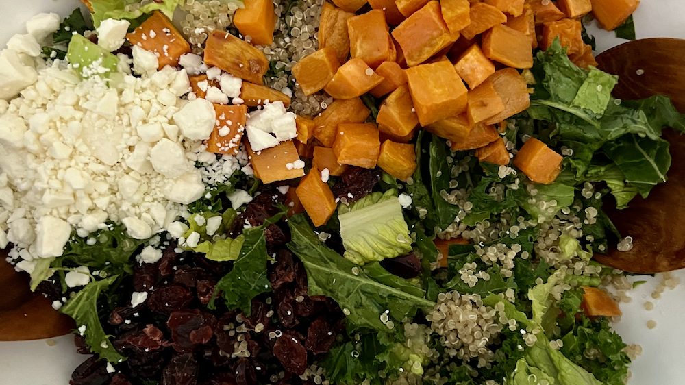 Roasted Sweet Potato, Quinoa, Kale Salad