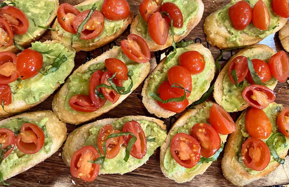 Marinated Tomato and Avocado Bruschetta