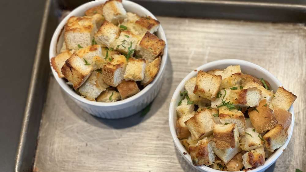Garlic Bread Topped Chicken Pot Pie