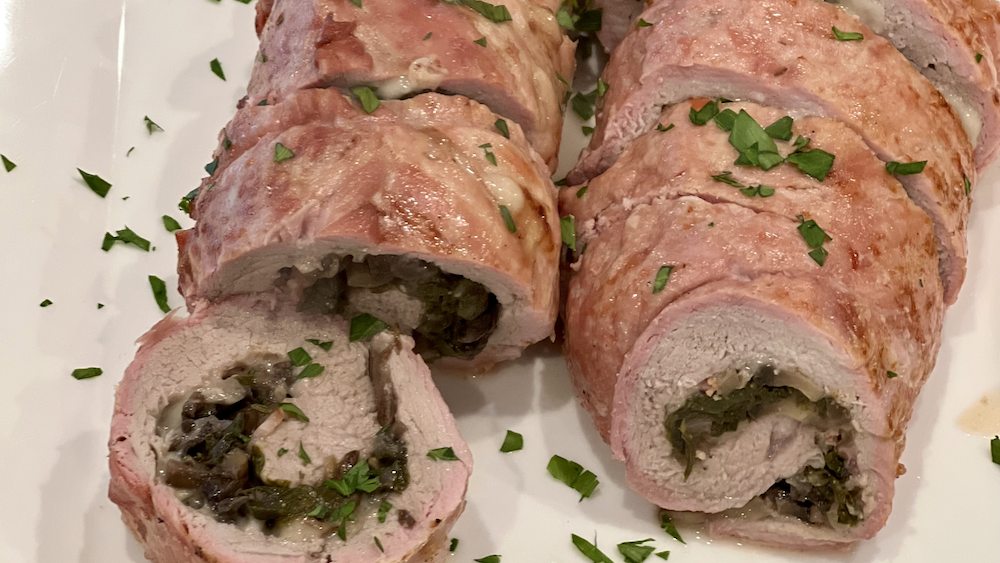 Image of Mushroom, Spinach, Stuffed Pork Tenderloin