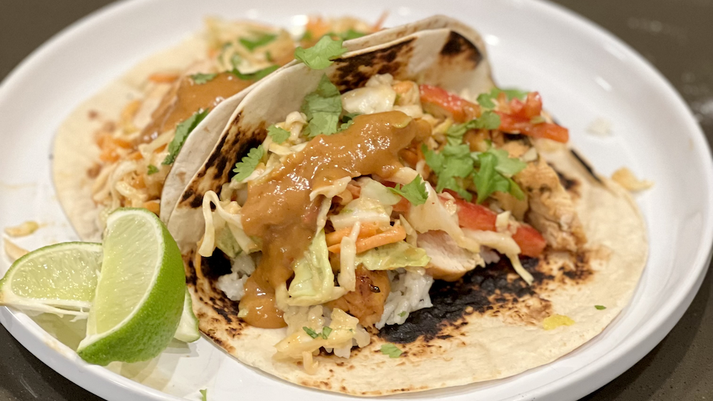 Thai Peanut Chicken Tacos