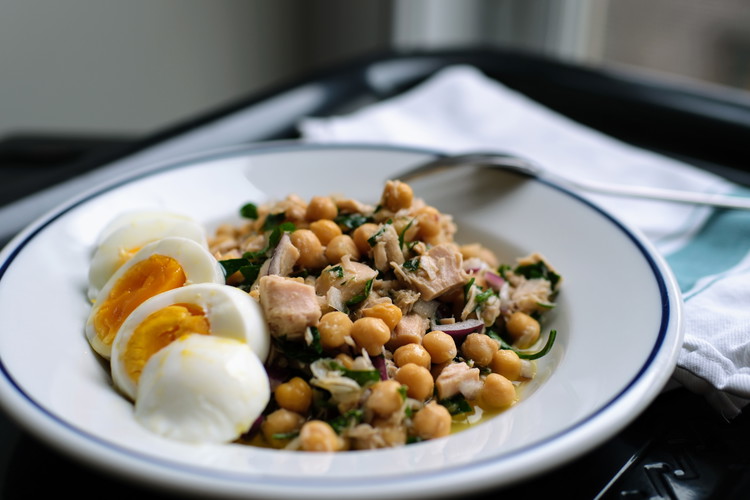 Image of In a medium bowl combine all of the ingredients—except the egg-- and blend together.    If you are adding a soft-boiled egg slice it and set on top. Seriously that is it. 