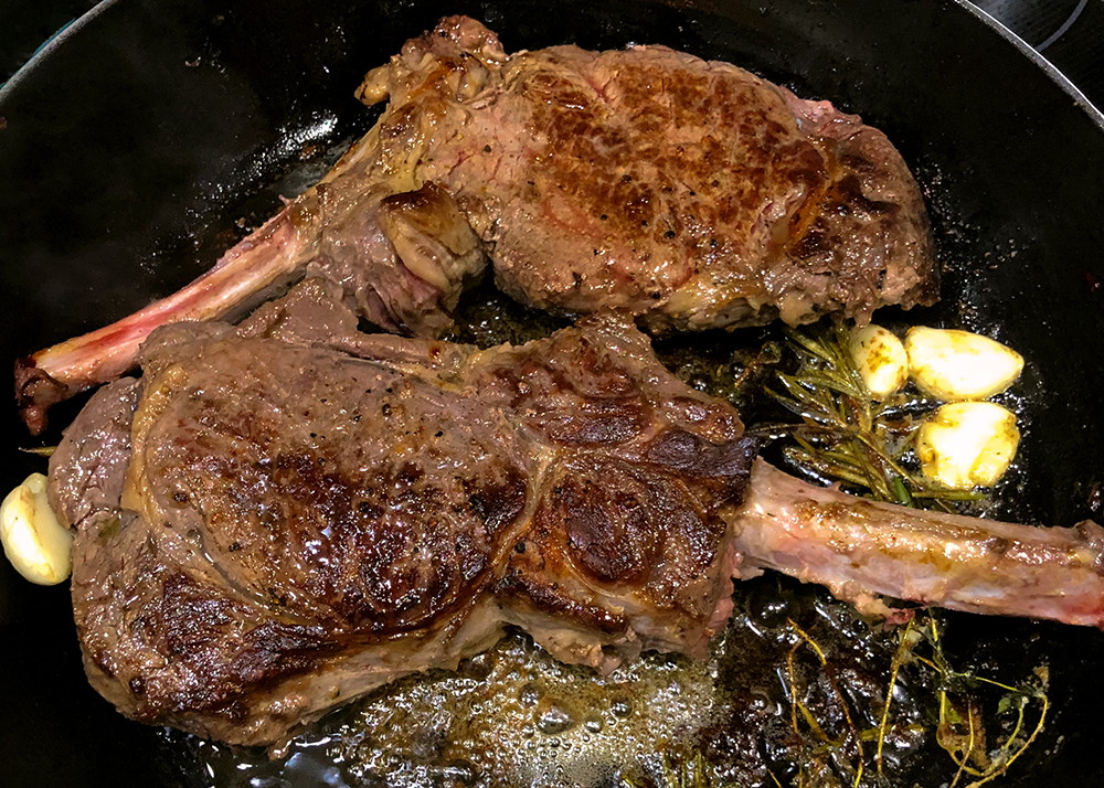 Fresh Herb & Garlic Butter Basted Bone-In-Ribeyes