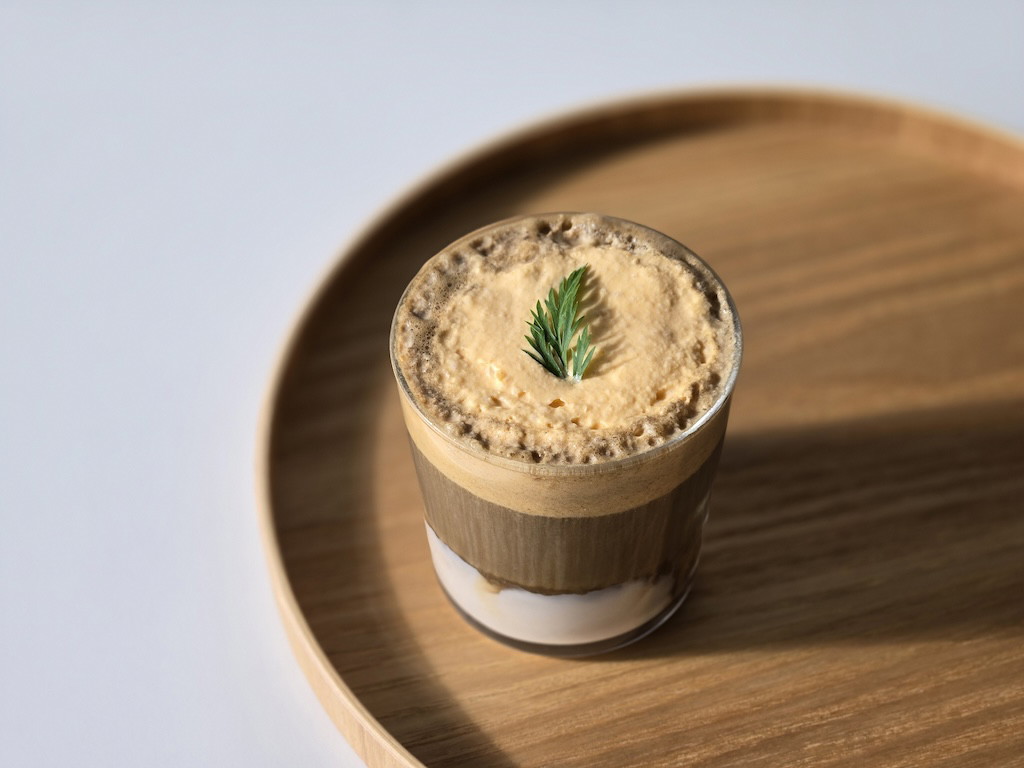 Hojicha Latte with Carrot Cake Cream Top