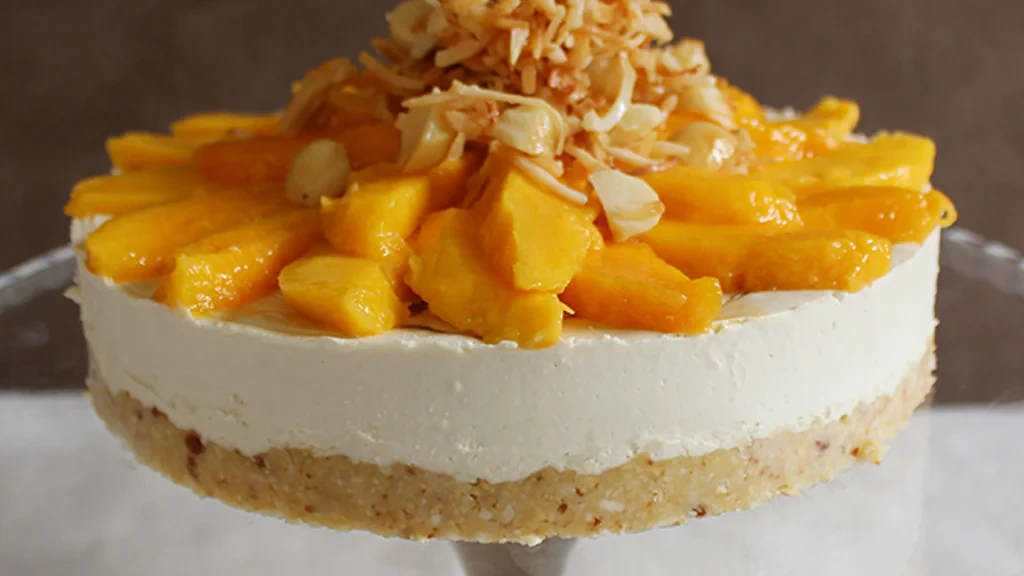 Image of Macadamia coconut & mango cheesecake (gluten & dairy free)