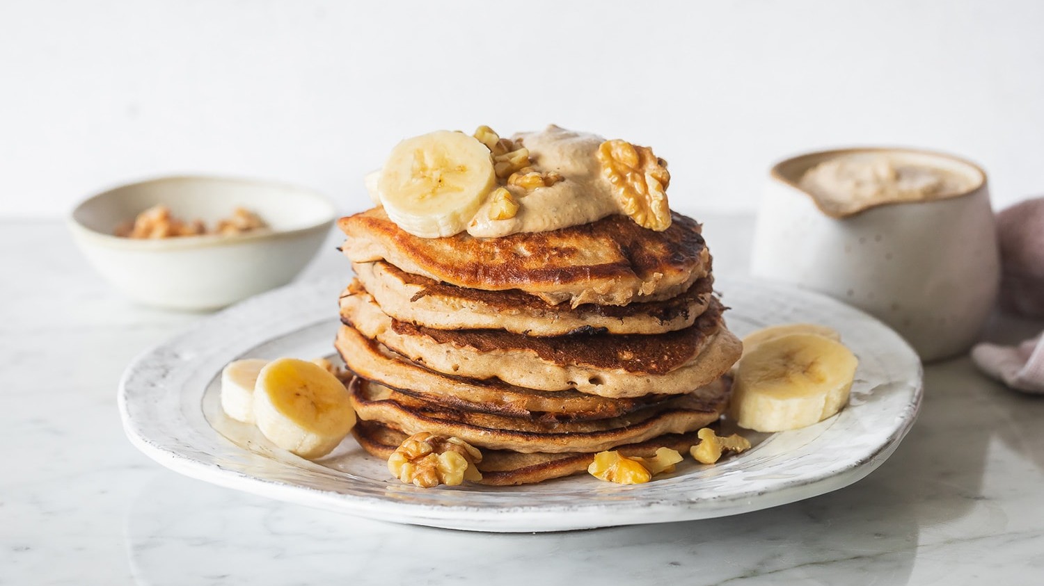 Image of Banana Pancakes with Maple Syrup and Walnuts