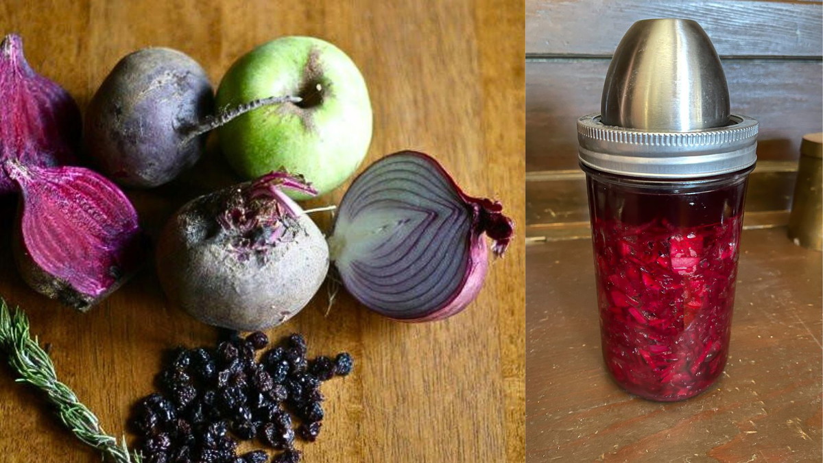 Fermented Beets with Apple & Raisins
