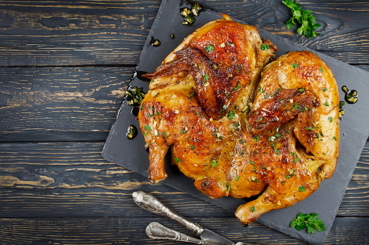Chiken Tabaka: Spatchcocked roast chicken 