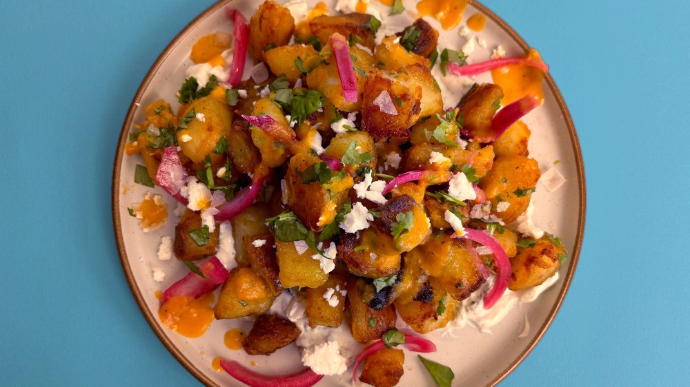 Image of Spicy Mediterranean Roast Potatoes with Tzatziki & Pineapple