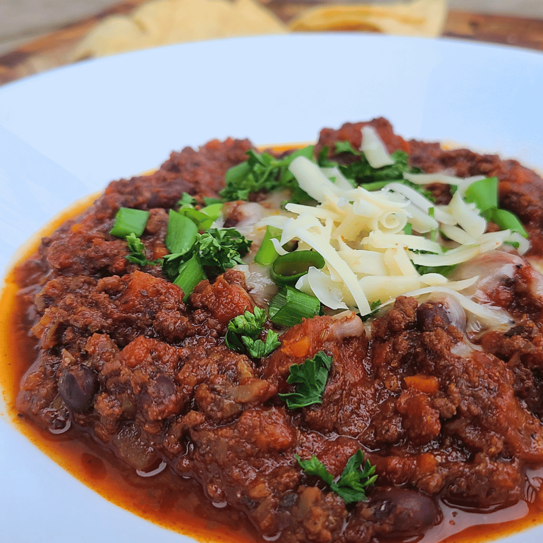 Bison, Black Bean and Mushroom Chili 