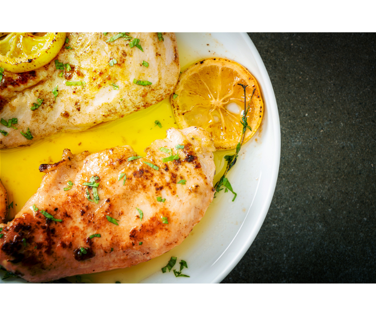 Image of Once the flounder is done baking, remove it from the...