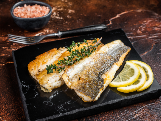 Roasted Seabass with Lemon Butter Tarragon Sauce