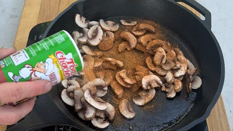 Image of Mix your cremini mushrooms in a bowl with the creole seasoning
