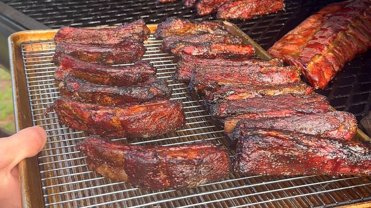 Image of Smoke your ribs until they hit about 185 degrees internal – this was about 4.5 hours for me