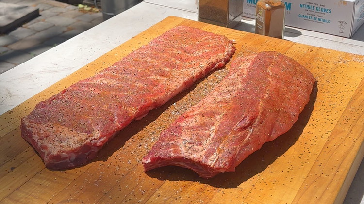 Image of Season your ribs liberally with salt, 5 spice and black pepper. Let the spice tack up while your set up your smoker to 250 degrees F. If I had to guess, per rack of ribs I used about 1.5 tablespoons...