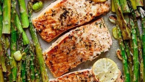 Image of One-Pan Lemon Herb Salmon with Roasted Vegetables