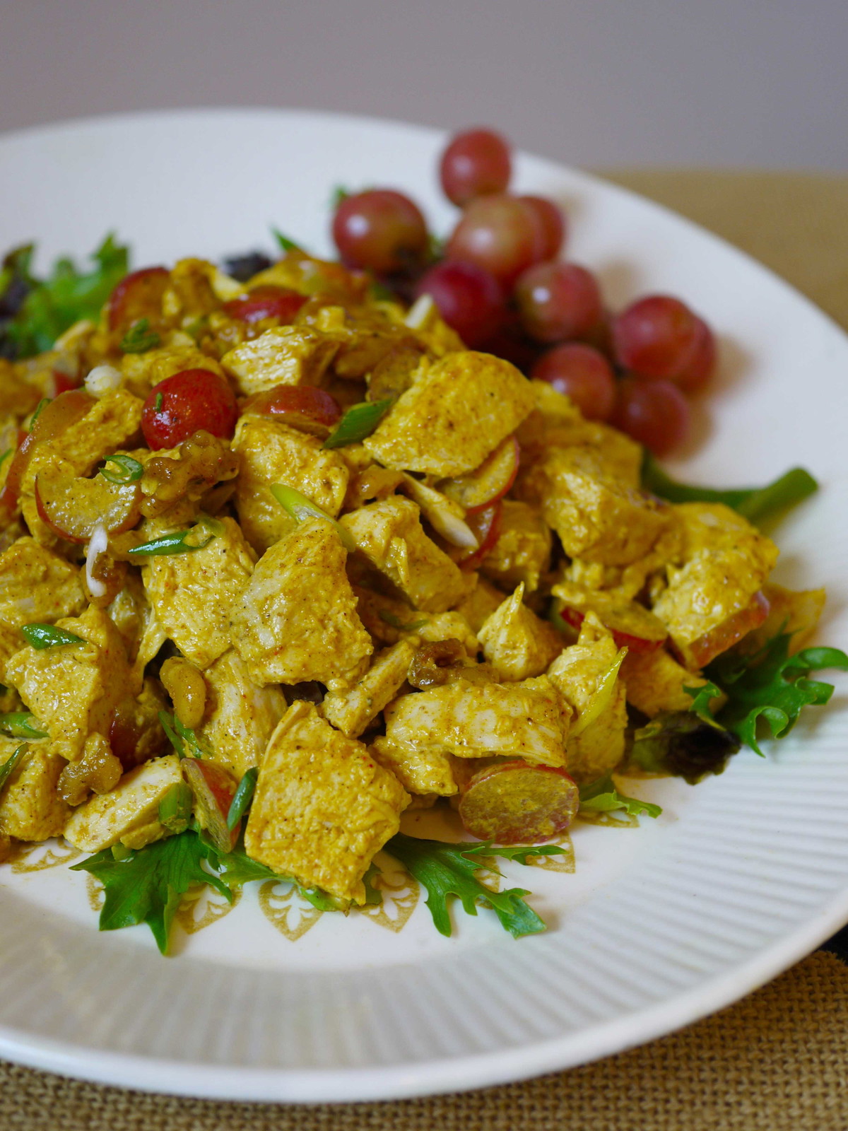 Curry Chicken Salad with Grapes & Walnuts