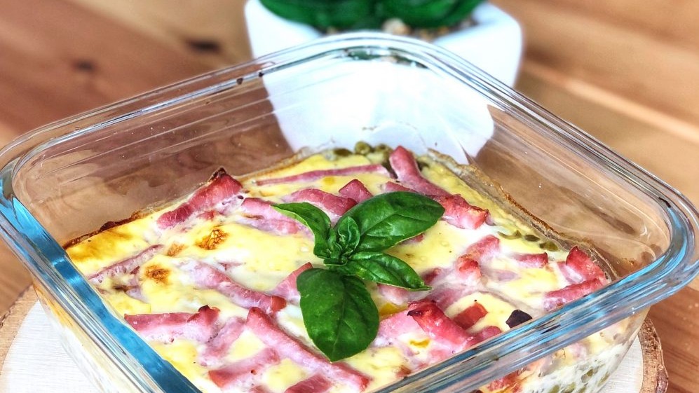 Image of Clafoutis petits pois-bacon-boursin healthy