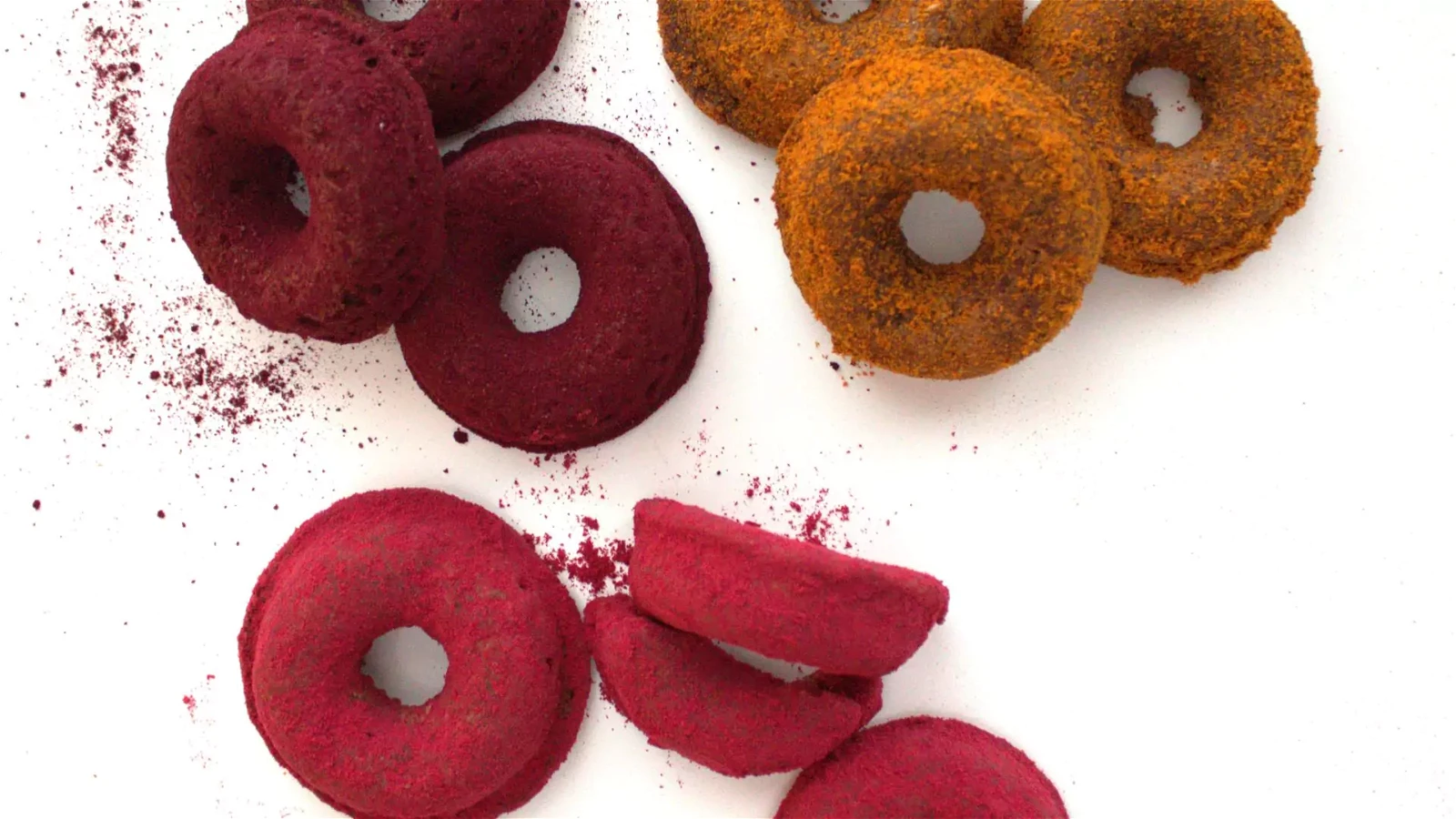 Image of Berry powder covered donuts