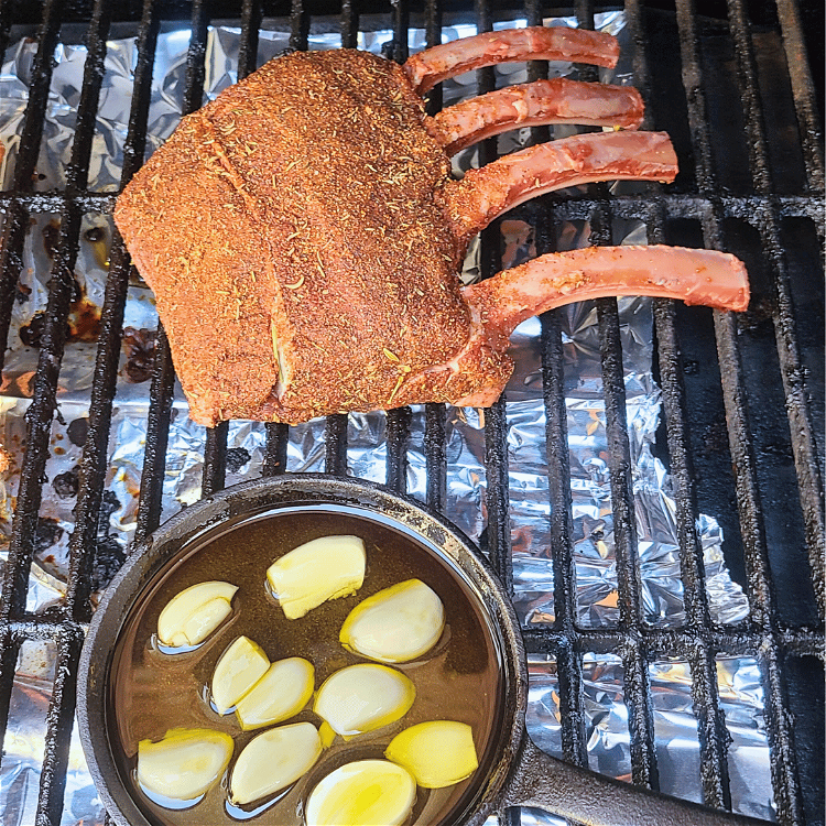 Image of Smoke alongside the elk rack.