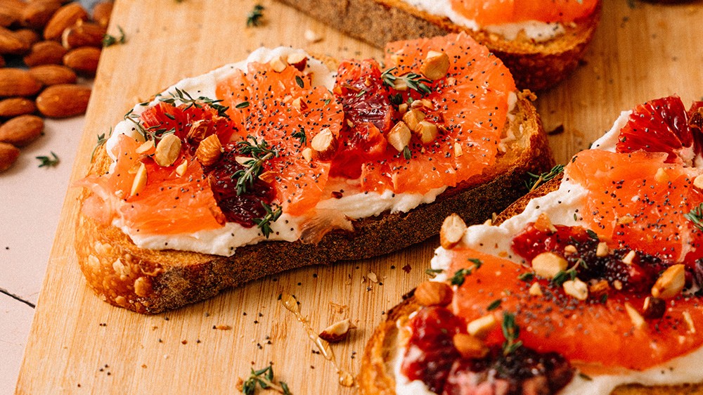 Image of Almond Grapefruit Ricotta Toast