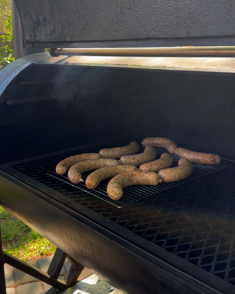 Image of Set your smoker up for a temp below 130 degrees F, which is roughly where animal fat renders and cold smoke your sausage for 5-6 hours