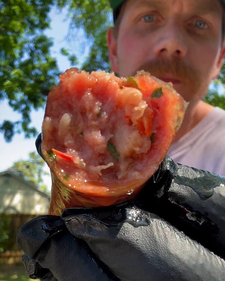 Image of Dry your sausage off and there you have it — crawfish etouffee sausage. If you’re ready to eat, turn on some No BS! Brass Brand, and heat your sausage up in a pan or on the grill. Store left overs...