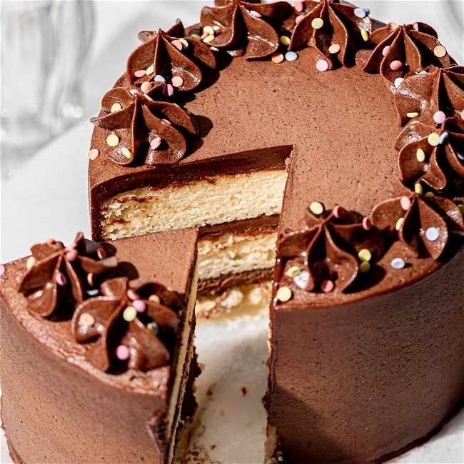 Image of Classic Birthday Cake with Brown Butter Milk Chocolate Frosting