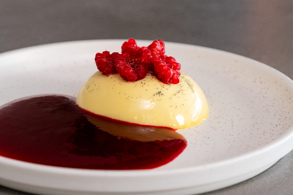 Panna cotta with raspberries