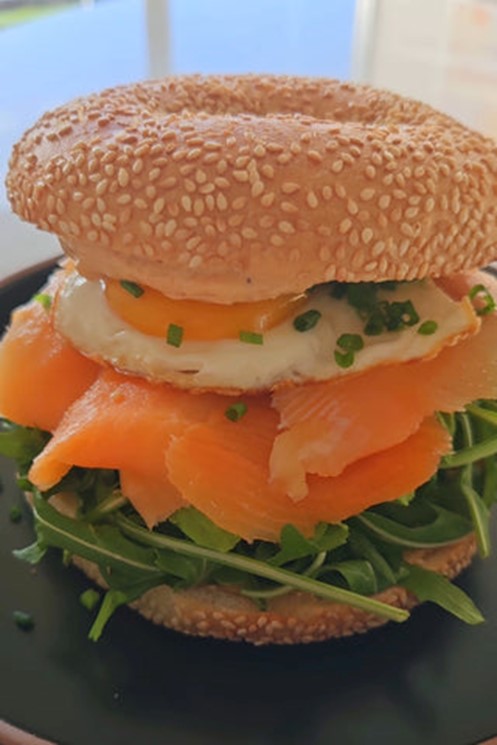 Smoky Gochujang Salmon Bagel