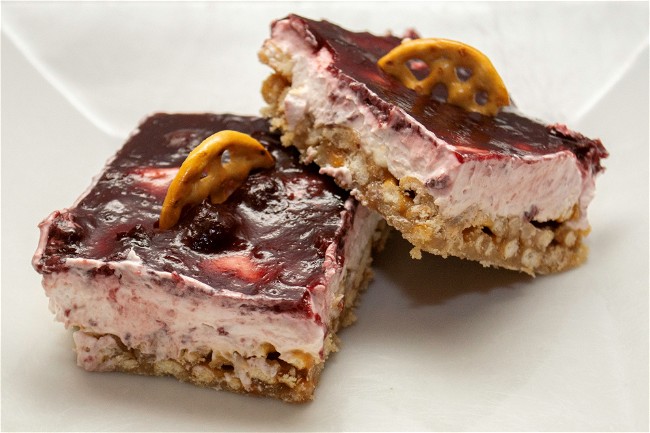 Image of Cherry Lavender Pretzel Salad