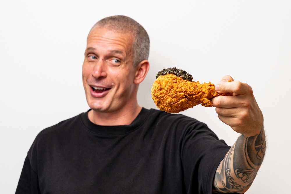 Fried chicken with caviar