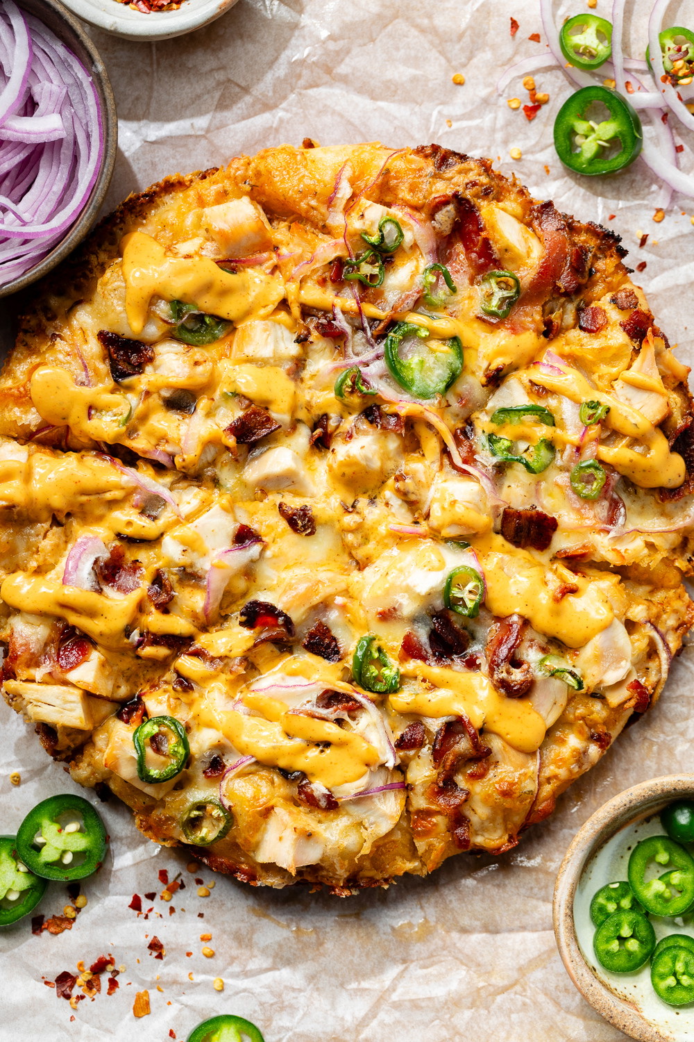 Chicken Bacon Chipotle Ranch Skillet Pizza