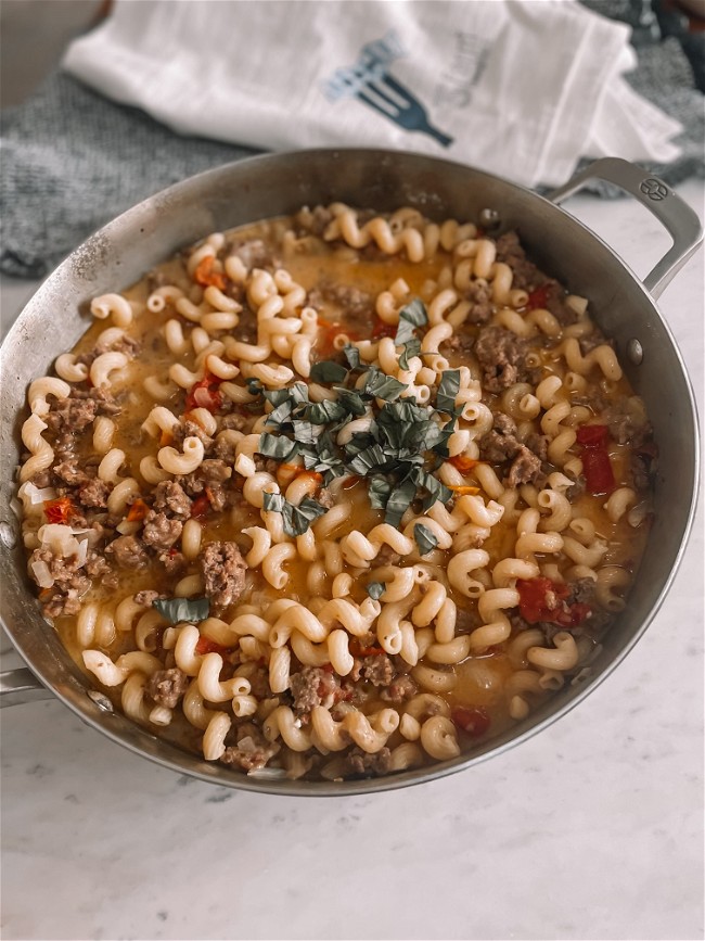 Image of Savory Sausage & Beef Creamy Cavatappi 