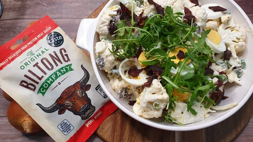 Mock Potato salad with biltong