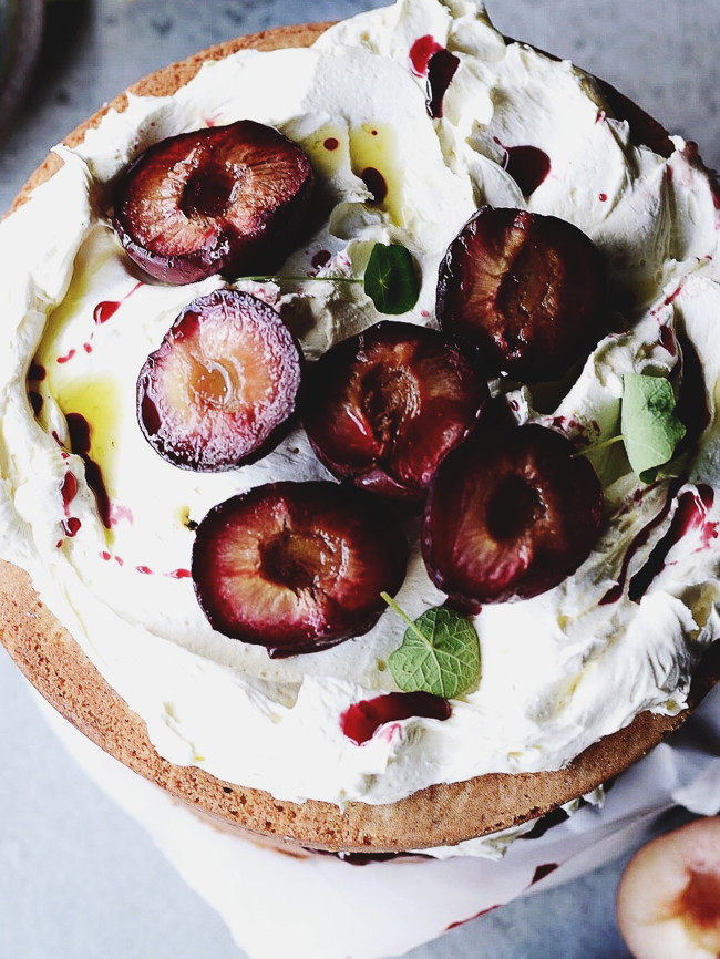 Image of roasted plum & olive oil cake