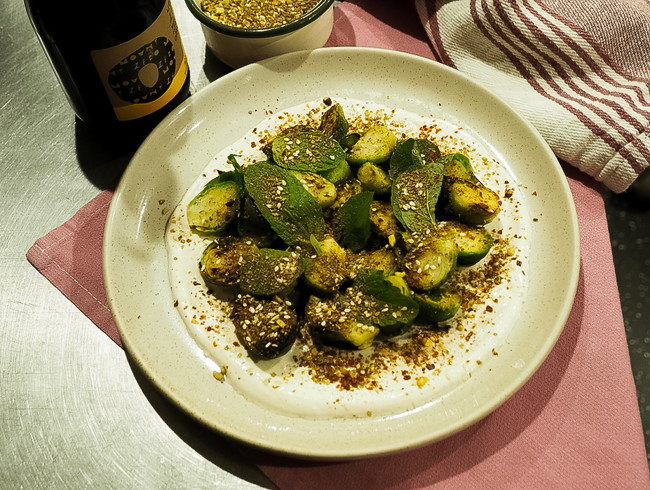 Image of roasted sprouts with mount zero egyptian dukkah & lemon pressed olive oil