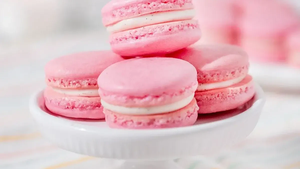 Image of Pink Strawberry Macarons