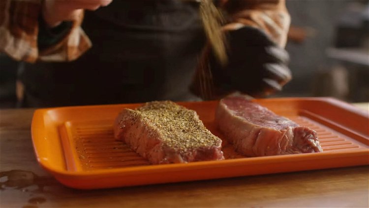 Image of Season your steaks with the Cattleman’s Grill Roadhouse Seasoning.