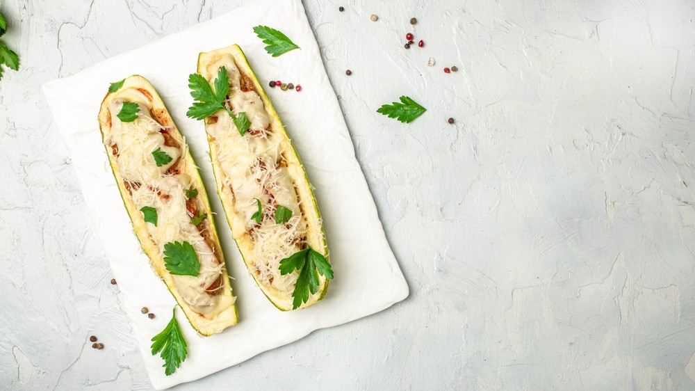 Image of Pesto Chicken Zucchini Boats