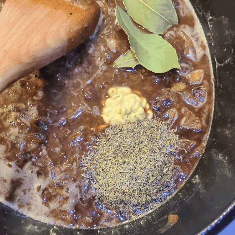 Image of Add remaining ingredients, stirring thoroughly, then return the ribs to the pot. If the beer level isn't up to the ribs' height, add water or stock to the pot.