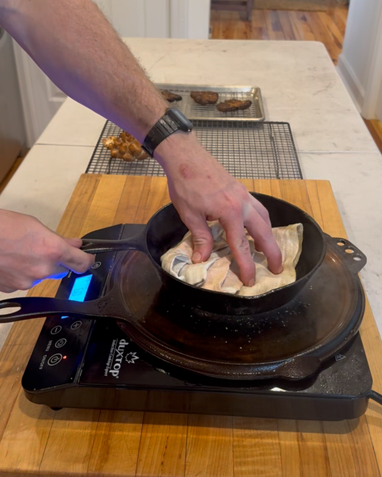 Image of After about 5 minutes, flip your mushroom and season with your steak seasoning. At this point you can (and I do) add a little more oil to your pan to keep the sear going nicely. Press with the pan and...