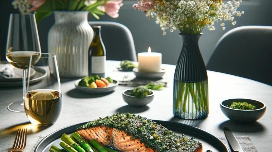 Image of Herb-Crusted Salmon with Asparagus