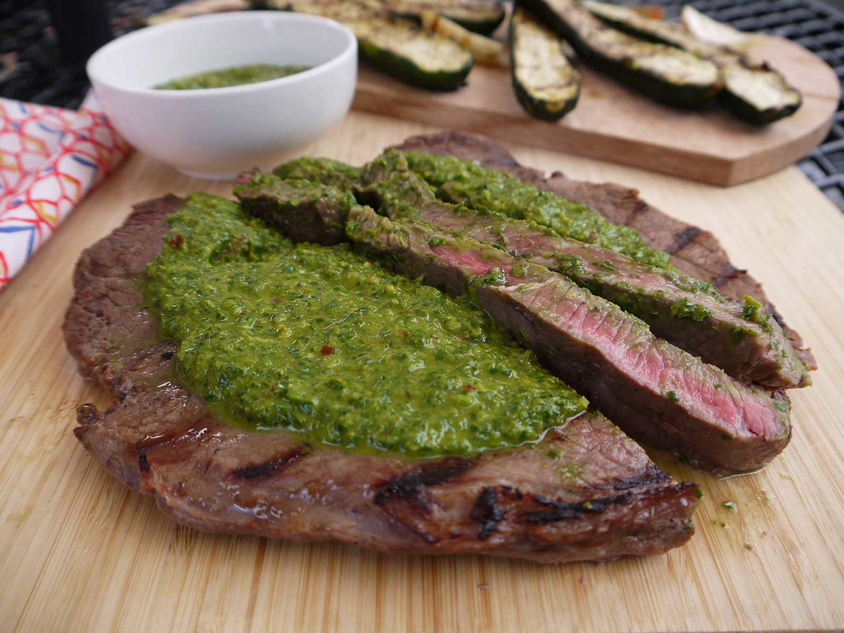 Grilled Steak with Tangy Chimichurri Sauce